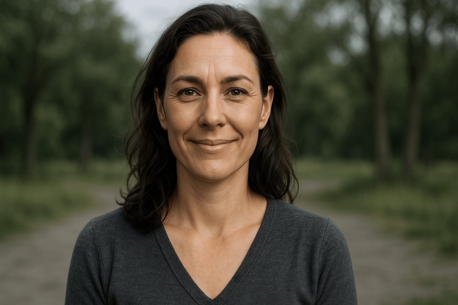 femme 40 ans souriante ayant confiance en elle