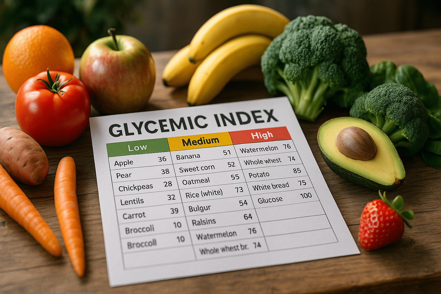 tableau indice glycémique